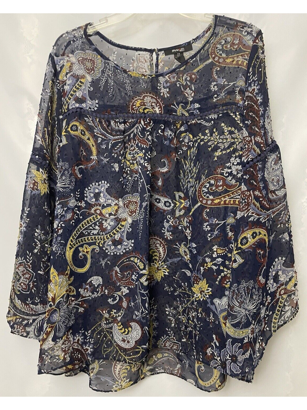 Style &Co Top Women’s Size 2X Boohoo Floral Paisley Boydell High-low Hem Blouse